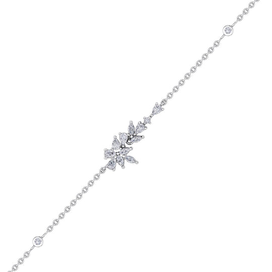 Flower shape bracelet in yellow gold with white diamonds of 0.67 ct in weight - HER DIAMONDS®