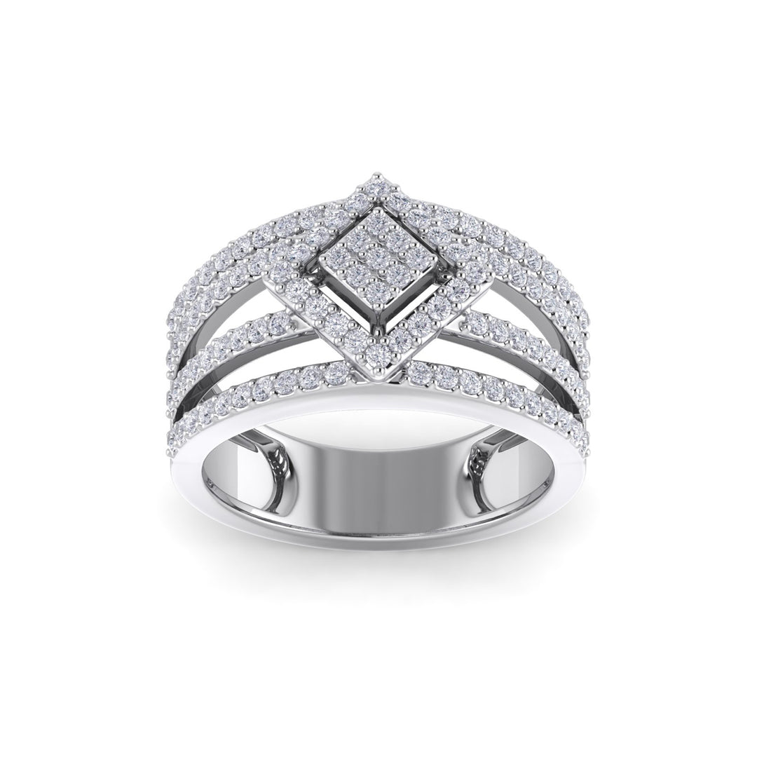 Wide ring in white gold with white diamonds of 0.79 ct in weight