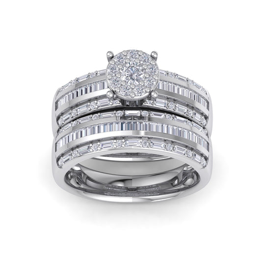 Bridal set in white gold with white diamonds of 1.02 ct in weight