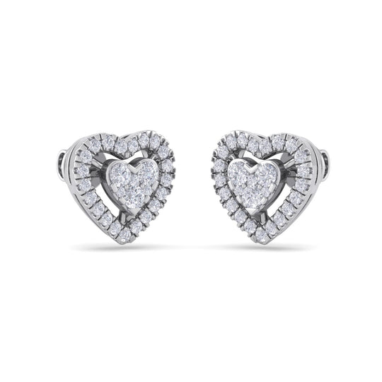 Heart stud earrings in yellow gold with white diamonds of 0.93 ct in weight - HER DIAMONDS®