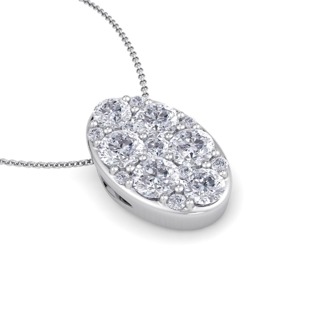 Oval pendant necklace in rose gold with white diamonds of 0.79 ct in weight - HER DIAMONDS®