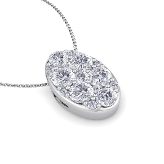 Oval pendant necklace in rose gold with white diamonds of 0.79 ct in weight - HER DIAMONDS®