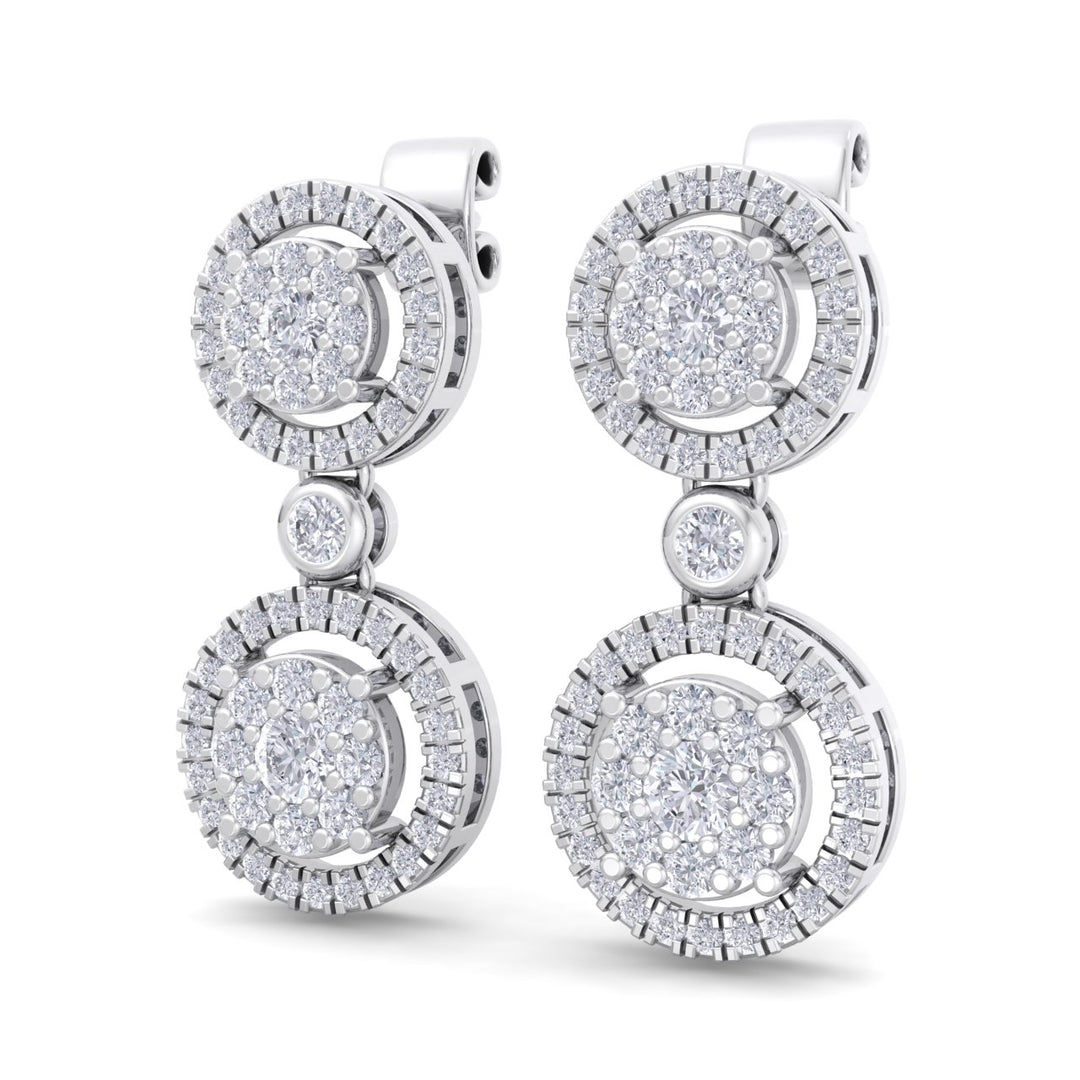 Elegant round drop earrings in yellow gold with white diamonds of 1.24 ct in weight - HER DIAMONDS®