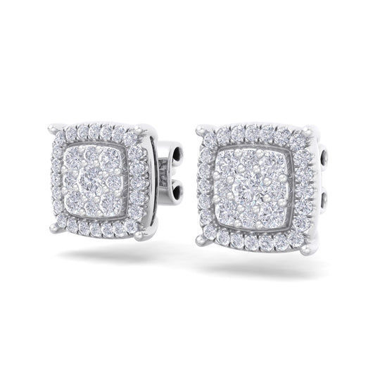 Square stud earrings in rose gold with white diamonds of 0.48 ct in weight - HER DIAMONDS®
