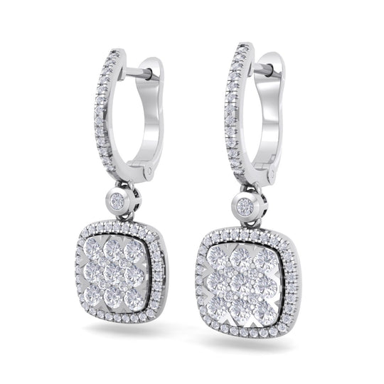 Square drop earrings in yellow gold with white diamonds of 1.11 ct in weight - HER DIAMONDS®