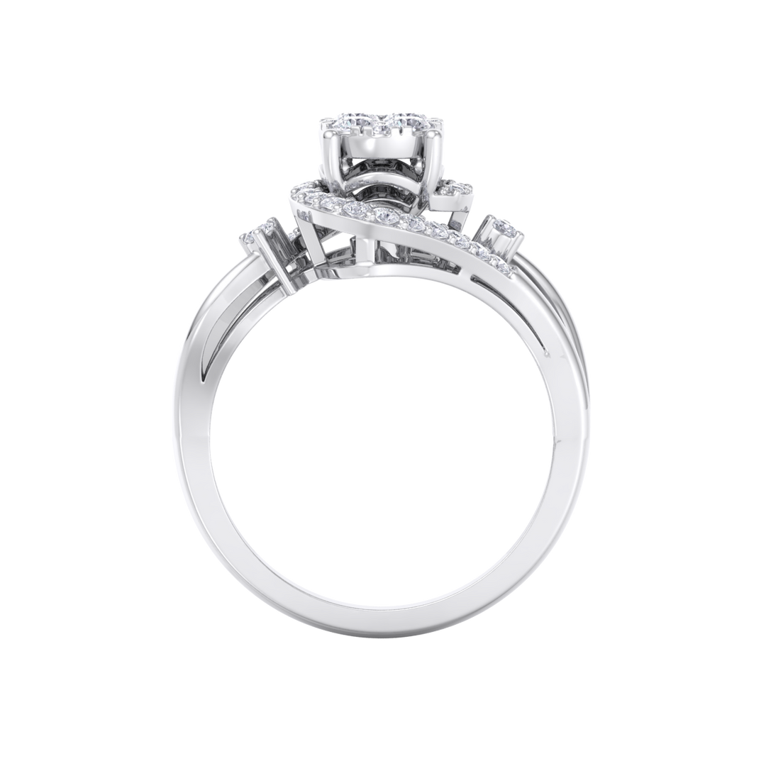 Engagement ring in white gold with white diamonds of 0.26 ct in weight