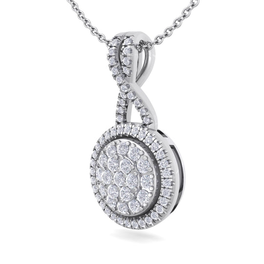 Round pendant in rose gold with white diamonds of 0.38 ct in weight - HER DIAMONDS®