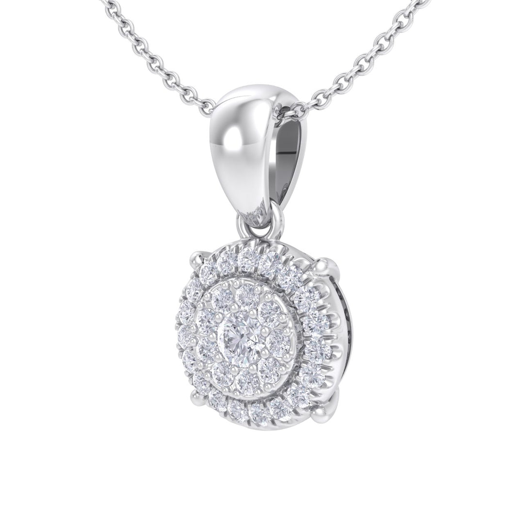 Classic round pendant in white gold with white diamonds of 0.22 ct in weight - HER DIAMONDS®