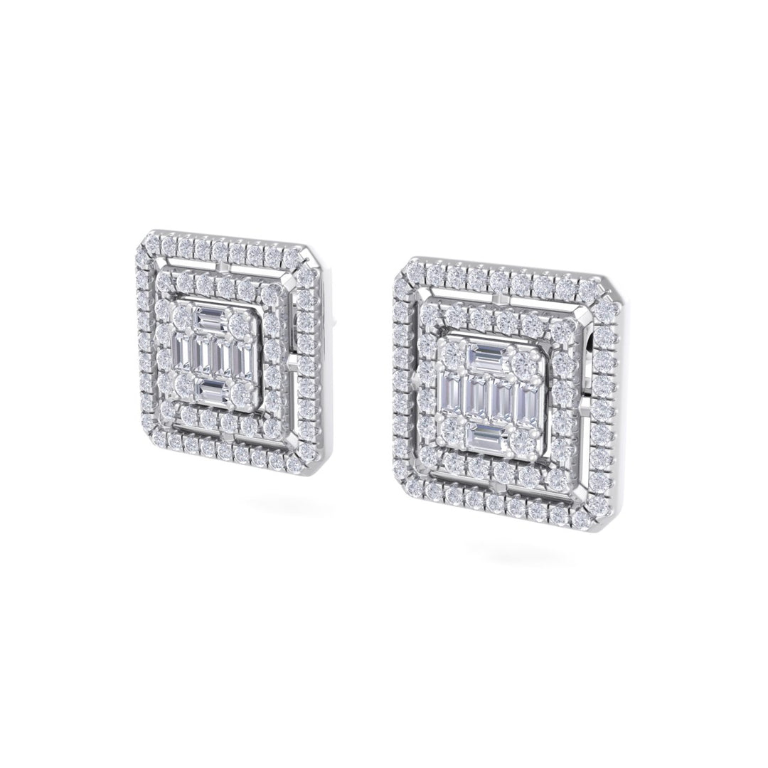 Square stud earrings in yellow gold with white diamonds of 0.71 ct in weight - HER DIAMONDS®