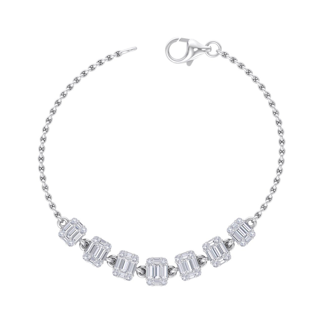 Dainty bracelet in white gold with baguette white diamonds of 0.72 ct in weight