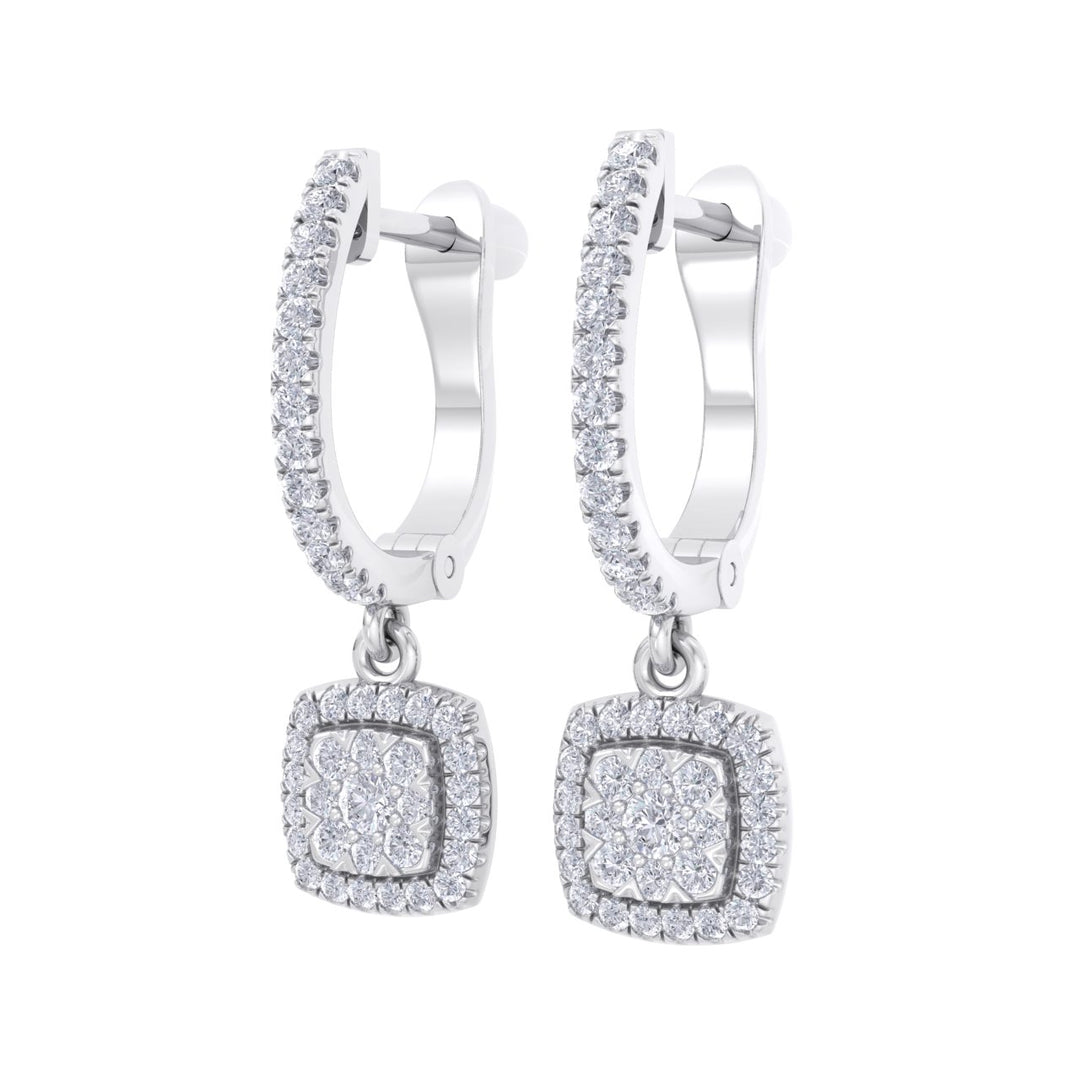 Square drop earrings in rose gold with white diamonds of 0.54 ct in weight - HER DIAMONDS®