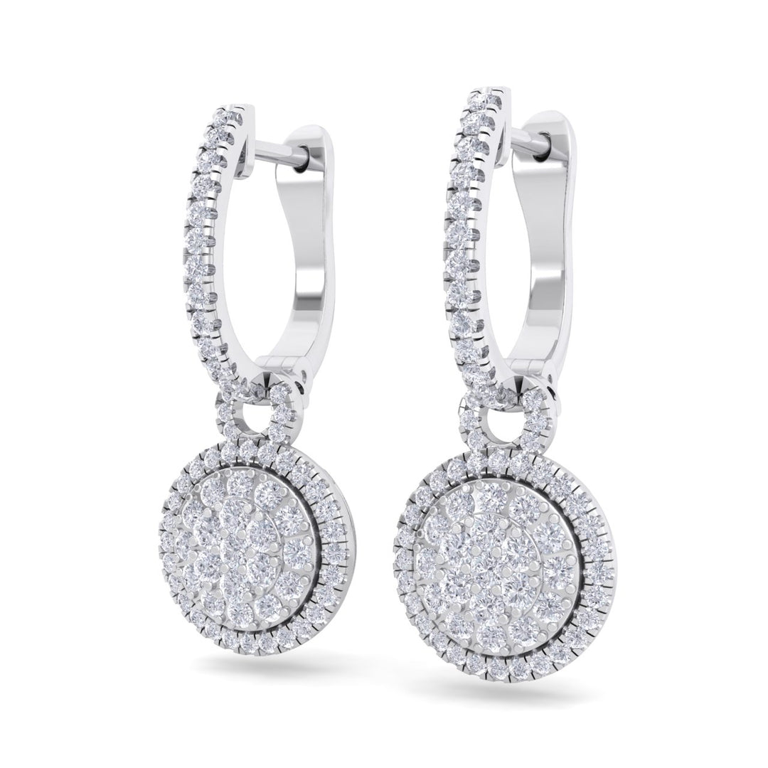 Round drop earrings in white gold with white diamonds of 0.84 ct in weight - HER DIAMONDS®