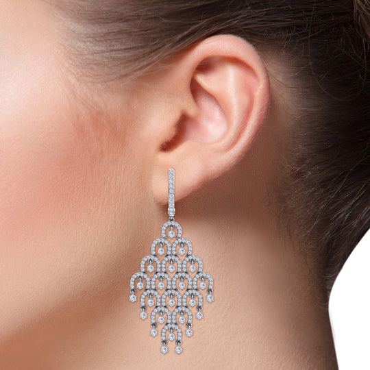 Chandelier earrings in yellow gold with white diamonds of 6.72 ct in weight - HER DIAMONDS®
