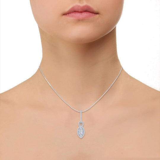 Marquise shaped drop pendant necklace in yellow gold with white diamonds of 0.48 ct in weight - HER DIAMONDS®