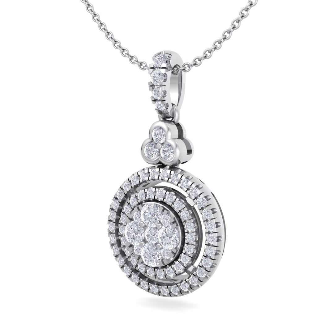 Round pendant in yellow gold with white diamonds of 0.65 ct in weight - HER DIAMONDS®