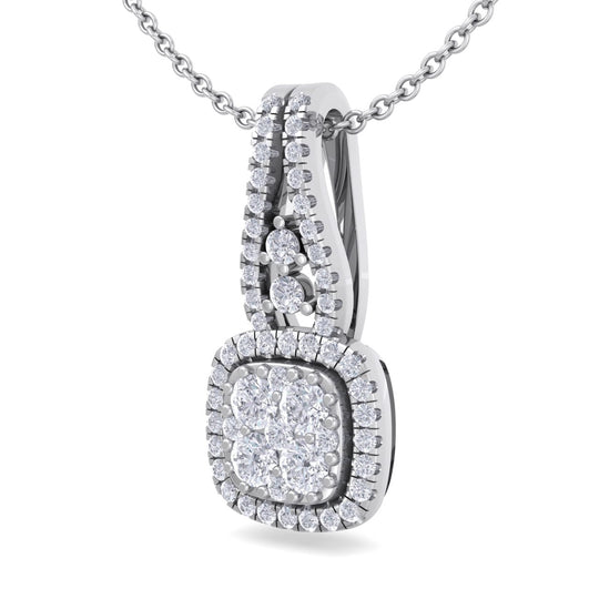 Square pendant in white gold with white diamonds of 0.36 ct in weight - HER DIAMONDS®