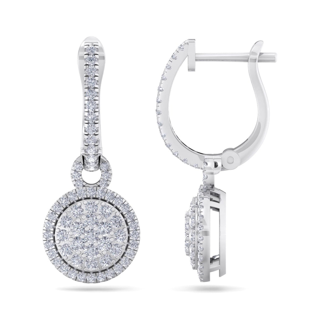 Round drop earrings in yellow gold with white diamonds of 0.84 ct in weight - HER DIAMONDS®