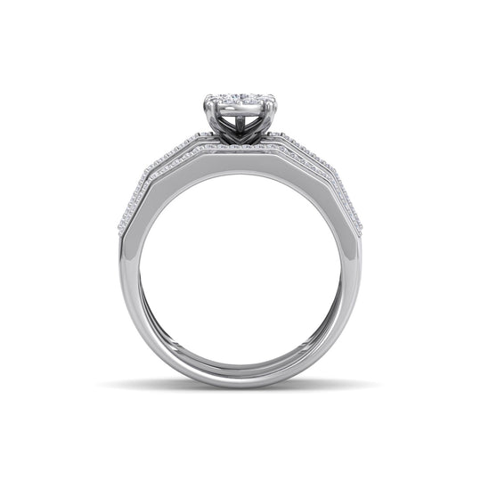 Bridal set in white gold with white diamonds of 1.14 ct in weight