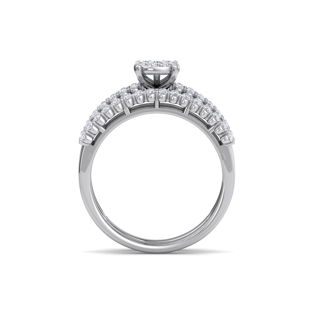 Bridal set in white gold with white diamonds of 1.01 ct in weight