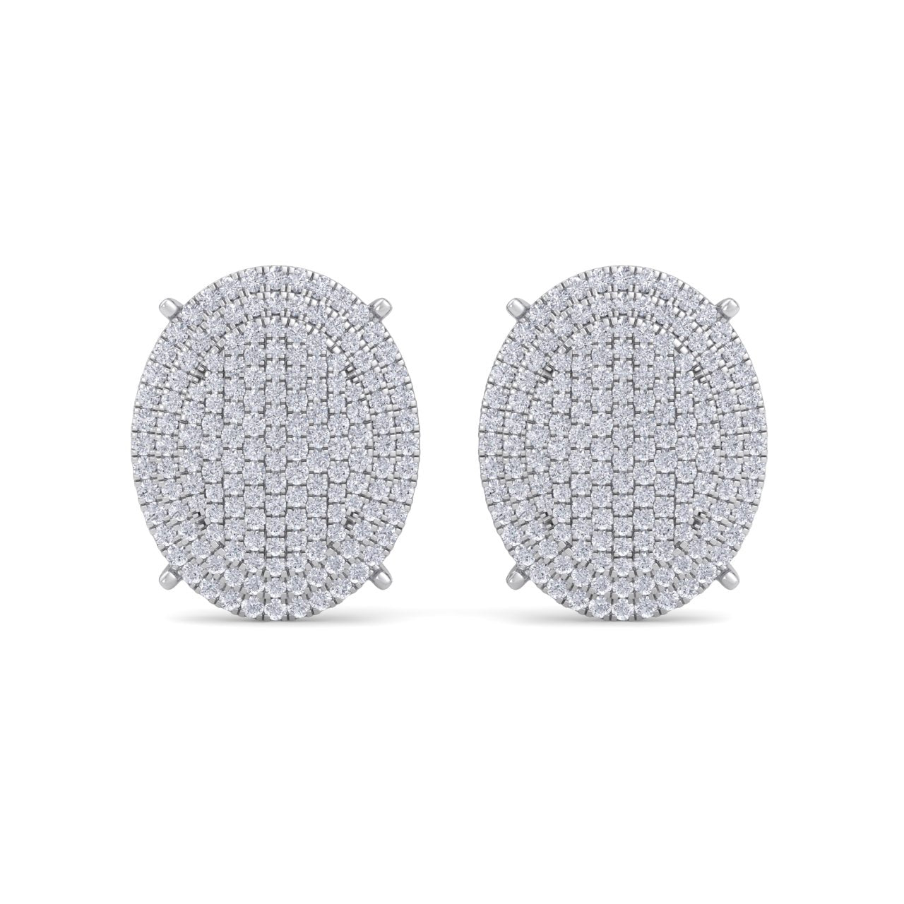 Oval shaped earrings in white gold with white diamonds of 2.20 ct - HER DIAMONDS®