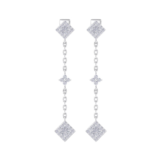 Drop earrings in white gold with white diamonds of 0.53 ct in weight