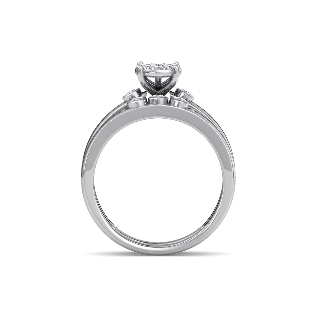 Bridal set in white gold with white diamonds of 0.70 ct in weight