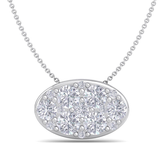 Oval shape pendant in rose gold with white diamonds of 0.80 ct in weight - HER DIAMONDS®