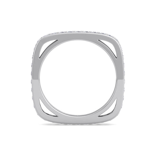 Square ring in yellow gold with white diamonds of 0.58 ct in weight