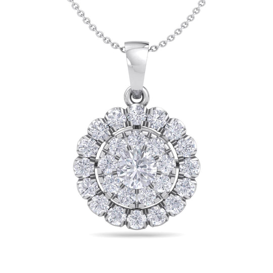 Round pendant necklace in white gold with white diamonds of 0.71 ct in weight - HER DIAMONDS®