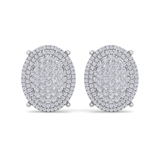 Petite oval shaped earrings in yellow gold with white diamonds of 1.35 ct - HER DIAMONDS®