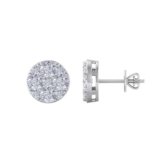 Round stud earrings in white gold with white diamonds of 2.45 ct in weight