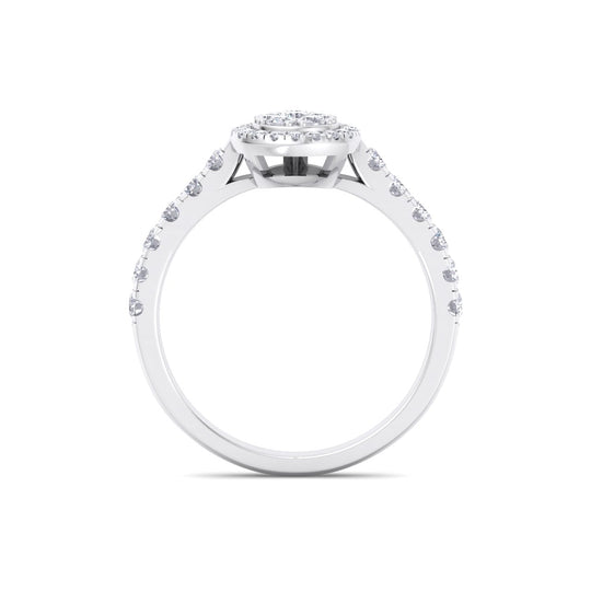 Pear ring in white gold with white diamonds of 0.63 ct in weight