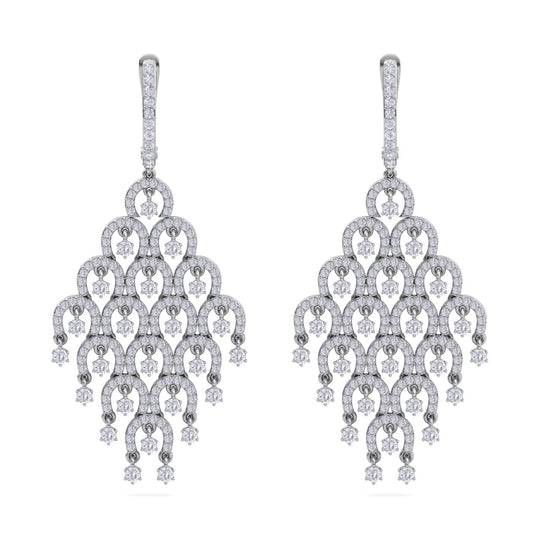 Chandelier earrings in yellow gold with white diamonds of 6.72 ct in weight - HER DIAMONDS®
