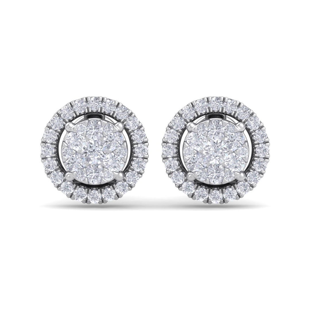 Classic round stud earrings in white gold with white diamonds of 0.86 ct in weight - HER DIAMONDS®