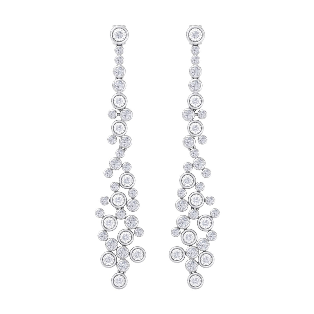 Chandelier earrings with miracle plates in yellow gold with white diamonds of 2.04 ct in weight