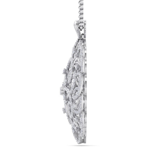 Flower pendant in white gold with white diamonds of 3.70 ct in weight