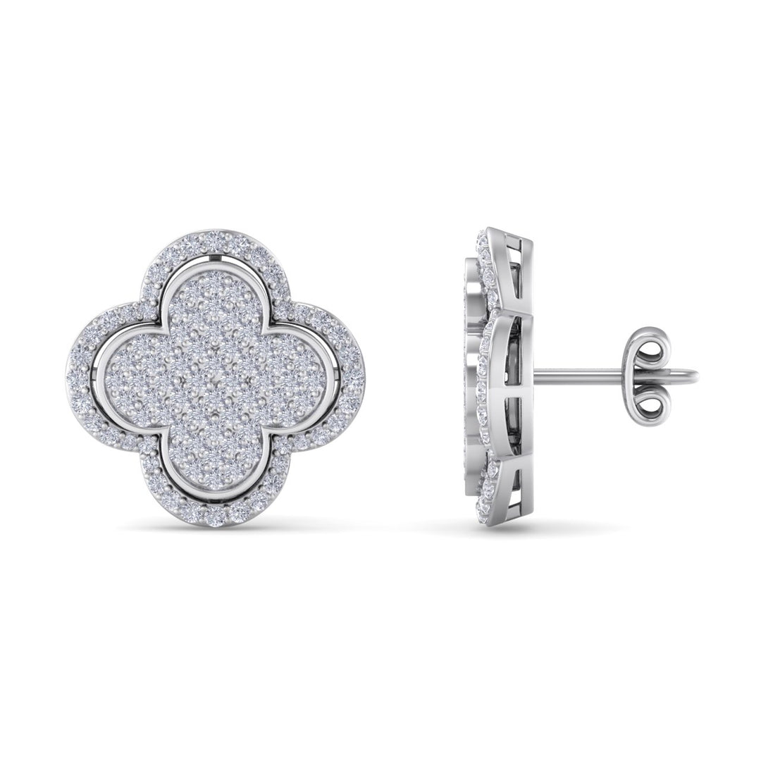 Cross stud earrings in white gold with white diamonds of 1.34 ct in weight