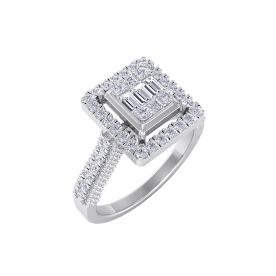 Square ring in white gold with white diamonds of 0.44 ct in weight