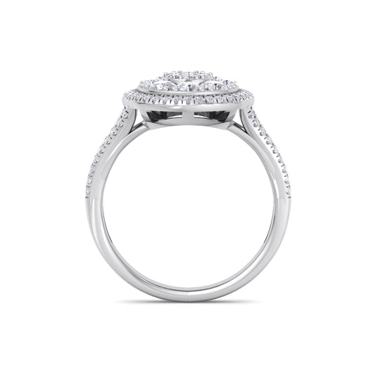 Circle ring in white gold with white diamonds of 0.98 ct in weight