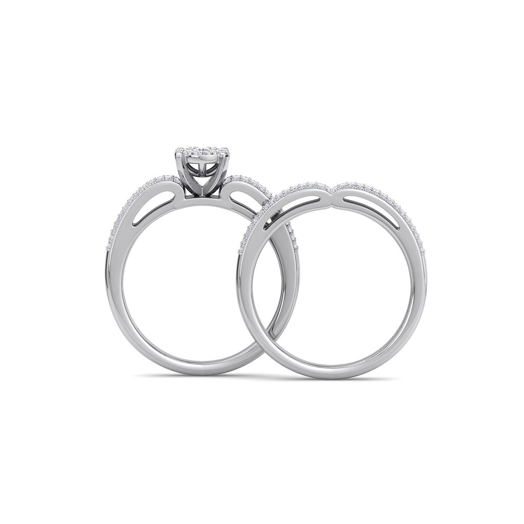 Bridal ring set in white gold with white diamonds of 0.86 ct in weight