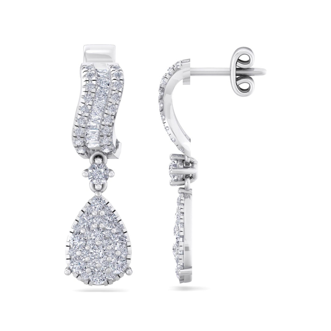 Pear drop earrings in yellow gold with white diamonds of 1.43 ct in weight - HER DIAMONDS®