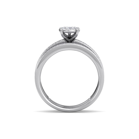 Bridal set in white gold with white diamonds of 0.76 ct in weight