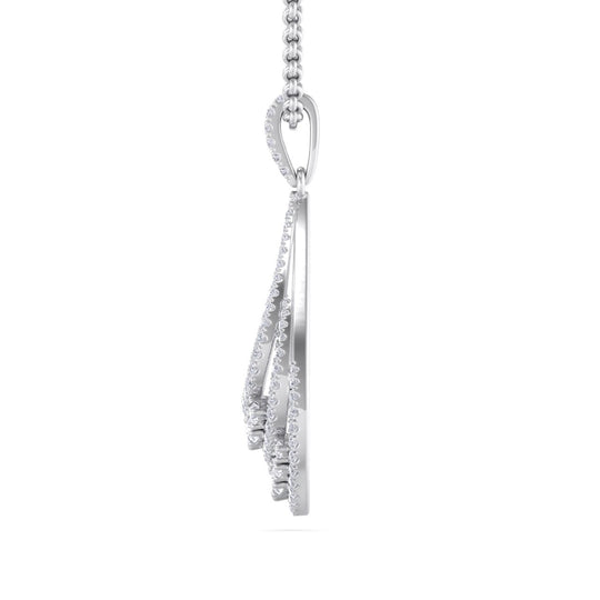 Tear-drop pendant in white gold with white diamonds of 1.84 ct in weight
