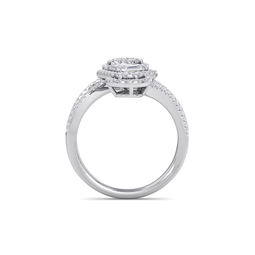 Multi-band ring in white gold with white diamonds of 0.79 ct in weight