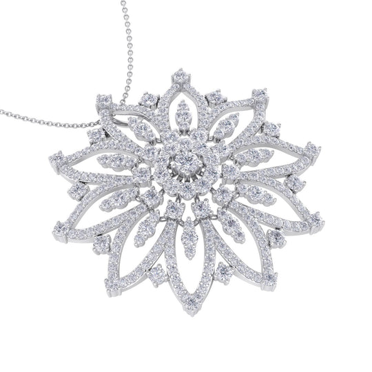 Flower pendant in white gold with white diamonds of 5.24 ct in weight