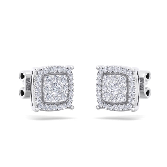 Square stud earrings in white gold with white diamonds of 0.48 ct in weight - HER DIAMONDS®
