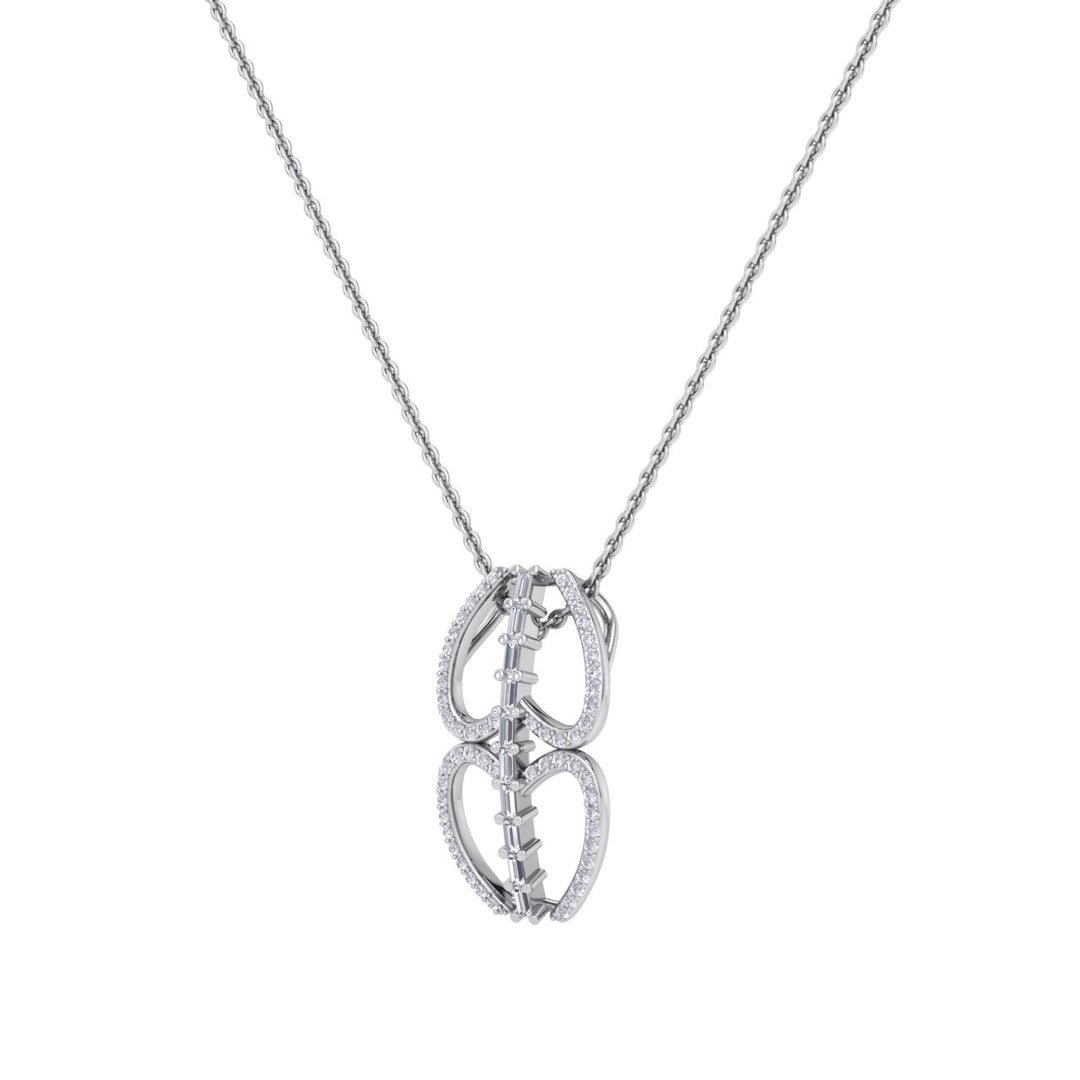 Double heart necklace in white gold with white diamonds of 0.53 ct in weight - HER DIAMONDS®