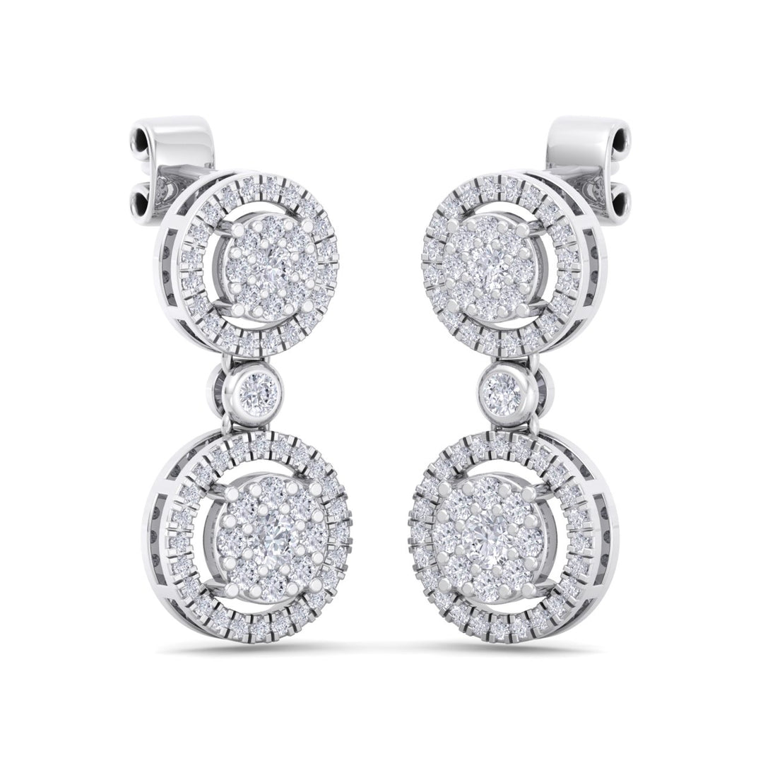 Elegant round drop earrings in yellow gold with white diamonds of 1.24 ct in weight - HER DIAMONDS®