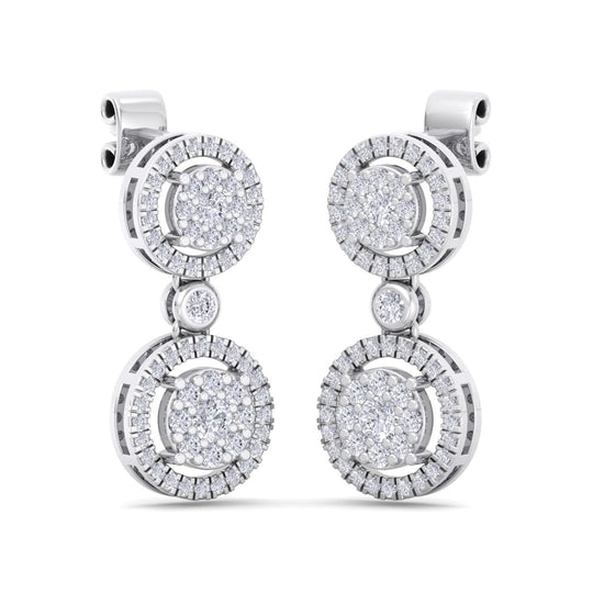 Elegant round drop earrings in yellow gold with white diamonds of 1.24 ct in weight - HER DIAMONDS®