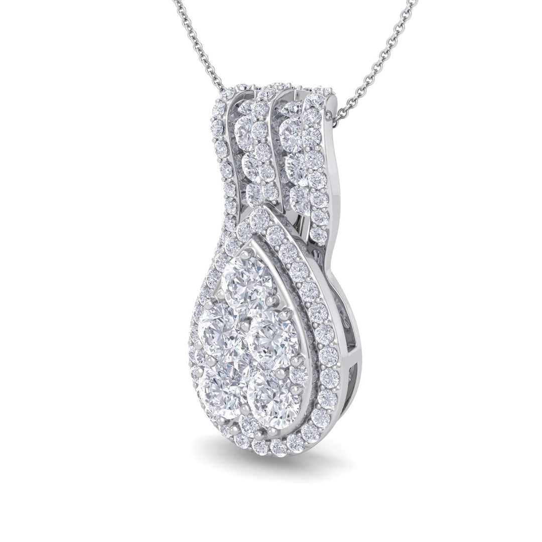 Pear shaped pendant necklace in rose gold with white diamonds of 1.35 ct in weight - HER DIAMONDS®